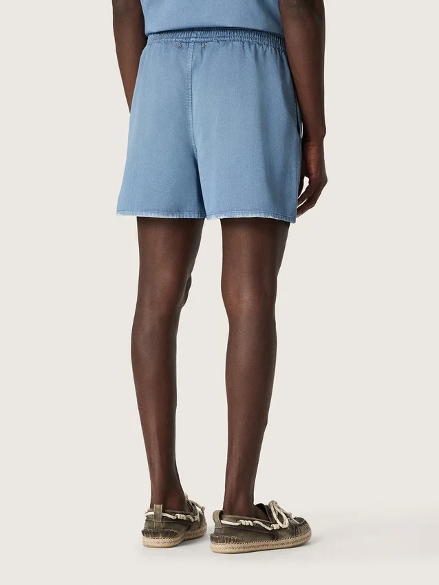 Shorts unisex de sarga de algodón azul claro