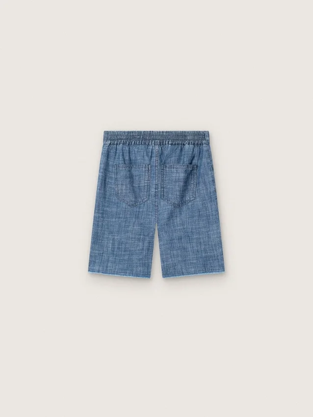 Shorts unisex Journey de cambray de algodón azul claro con logotipo bordado