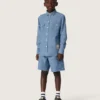 Shorts unisex Journey de cambray de algodón azul claro con logotipo bordado