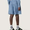 Shorts unisex Journey de cambray de algodón azul claro con logotipo bordado