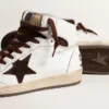 Sky-Star para hombre en piel napa blanca con una estrella de gamuza color chocolate