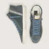 Slide para hombre de gamuza gris con estrella y detalle de nubuck marrón