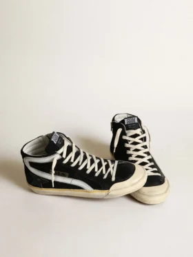 Slide Penstar para hombre en gamuza negra con estrella negra y detalle blanco
