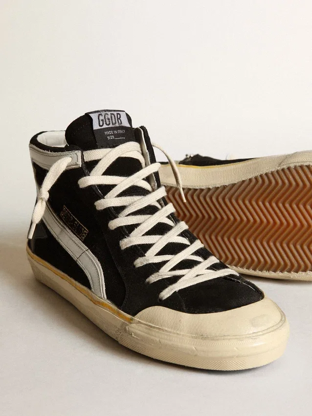 Slide Penstar para hombre en gamuza negra con estrella negra y detalle blanco