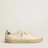 Soul Star en napa blanca con lengüeta del talón de cuero plateado metalizado