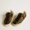 Soul Star en piel de potro con estampado de leopardo, con lengüeta del talón e inserciones de cuero napa negro