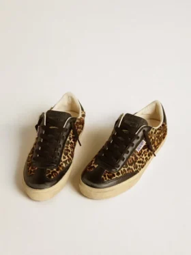 Soul Star en piel de potro con estampado de leopardo, con lengüeta del talón e inserciones de cuero napa negro
