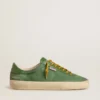 Soul Star para hombre en gamuza verde con lengüeta del talón de cuero verde