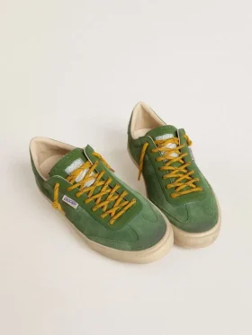 Soul Star para hombre en gamuza verde con lengüeta del talón de cuero verde