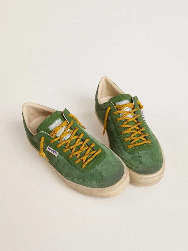 Soul Star para hombre en gamuza verde con lengüeta del talón de cuero verde