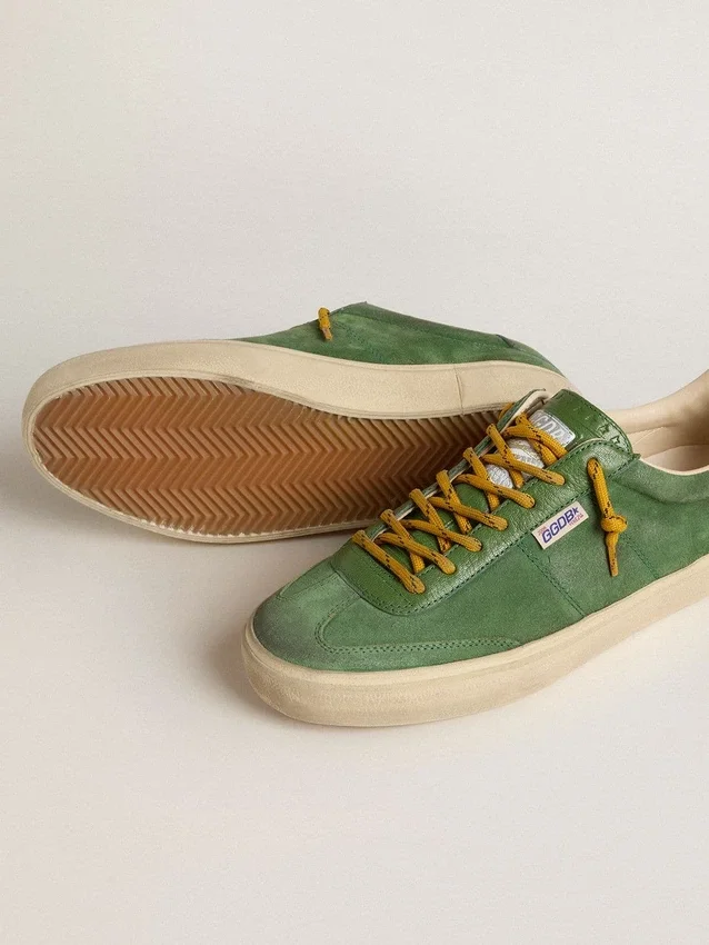 Soul Star para hombre en gamuza verde con lengüeta del talón de cuero verde