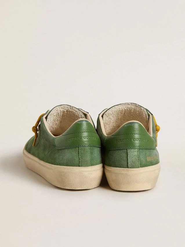 Soul Star para hombre en gamuza verde con lengüeta del talón de cuero verde