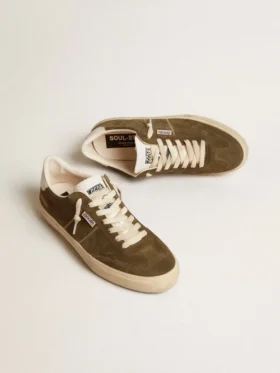 Soul Star para hombre en gamuza verde con lengüeta y talonera de cuero blanco