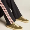 Soul Star para hombre en gamuza verde con lengüeta y talonera de cuero blanco