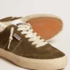 Soul Star para hombre en gamuza verde con lengüeta y talonera de cuero blanco
