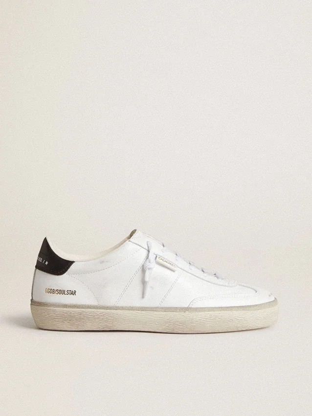 Soul Star para mujer en cuero blanco con lengüeta del talón de cuero negro