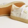 Soul Star para mujer en cuero blanco con lengüeta del talón de cuero rosa