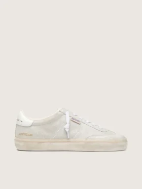 Soul Star para mujer en gamuza beige con lengüeta de talón de cuero blanco