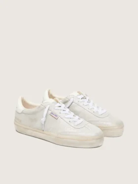 Soul Star para mujer en gamuza beige con lengüeta de talón de cuero blanco