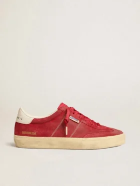 Soul Star para mujer en gamuza roja con lengüeta del talón de cuero blanco