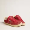 Soul Star para mujer en gamuza roja con lengüeta del talón de cuero blanco