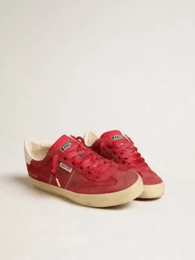 Soul Star para mujer en gamuza roja con lengüeta del talón de cuero blanco