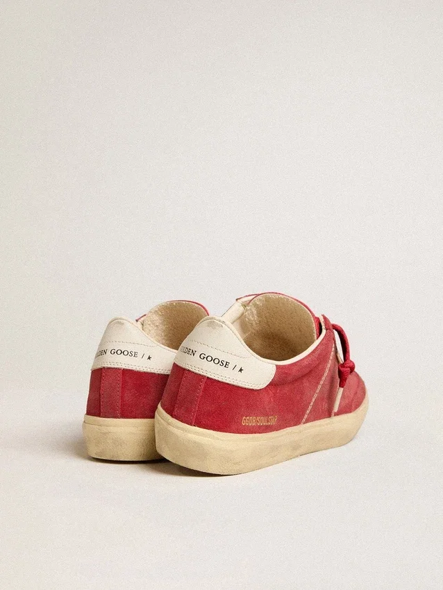 Soul Star para mujer en gamuza roja con lengüeta del talón de cuero blanco