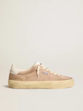 Soul Star para mujer en gamuza rosa con lengüeta del talón de cuero blanco lechoso