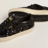 Soul Star para mujer en lentejuelas negras con lengüeta del talón de gamuza negra