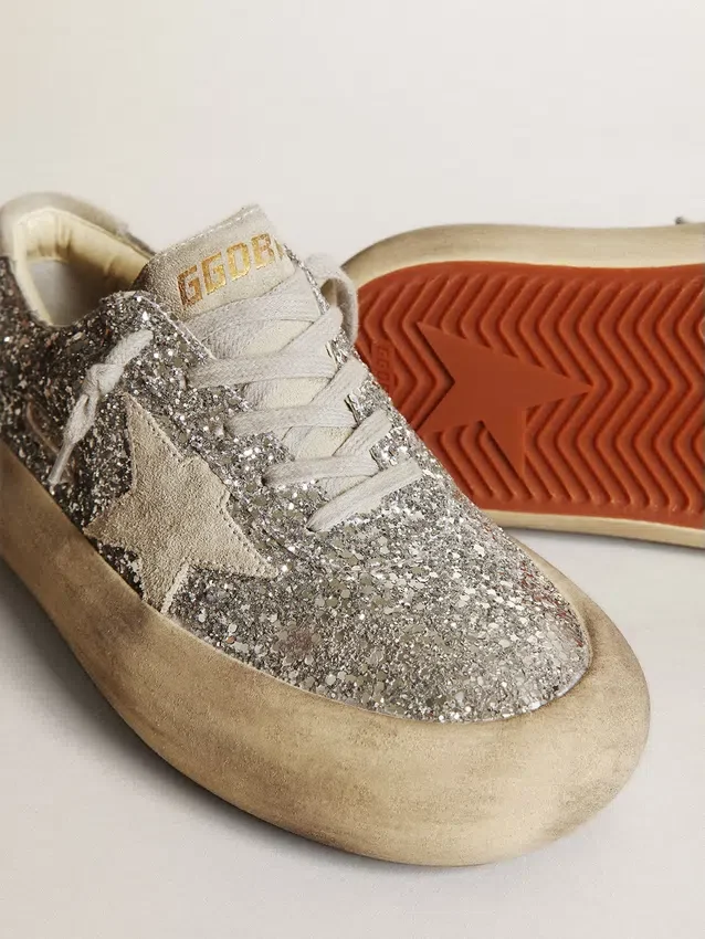 Space-Star para mujer en brillo plateado con estrella gris hielo