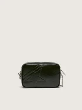 Star Bag Mini de cuero negro con estrella tono sobre tono