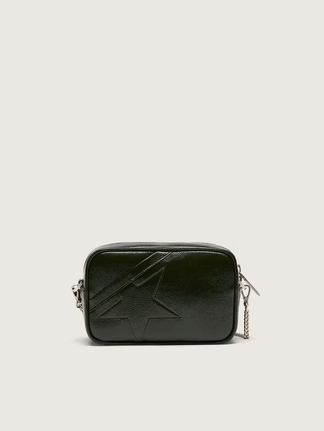 Star Bag Mini de cuero negro con estrella tono sobre tono