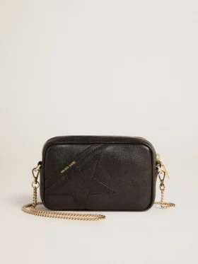 Star Bag Mini de cuero negro con estrella tono sobre tono