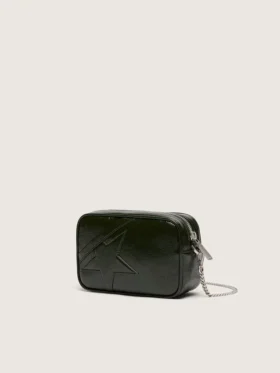 Star Bag Mini de cuero negro con estrella tono sobre tono