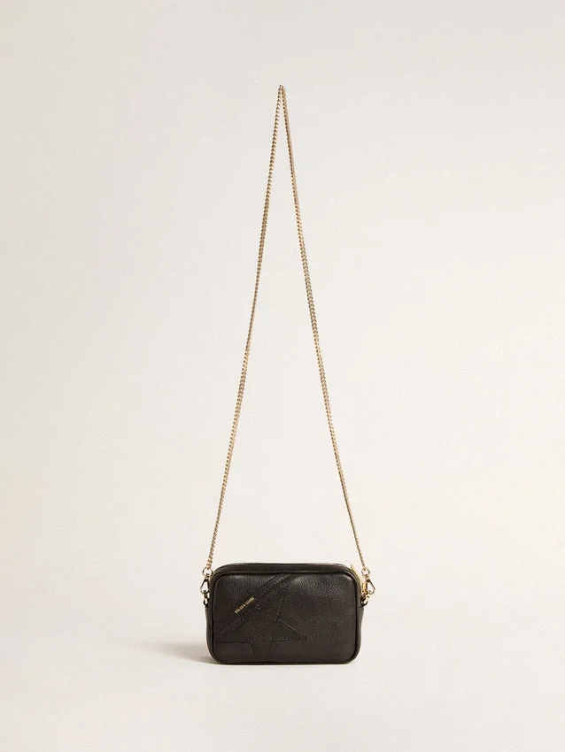 Star Bag Mini de cuero negro con estrella tono sobre tono