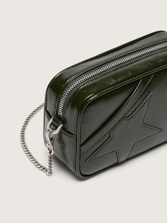 Star Bag Mini de cuero negro con estrella tono sobre tono