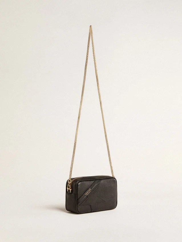 Star Bag Mini de cuero negro con estrella tono sobre tono