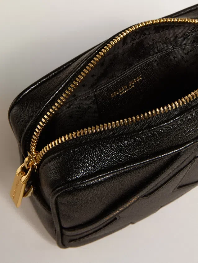 Star Bag Mini de cuero negro con estrella tono sobre tono