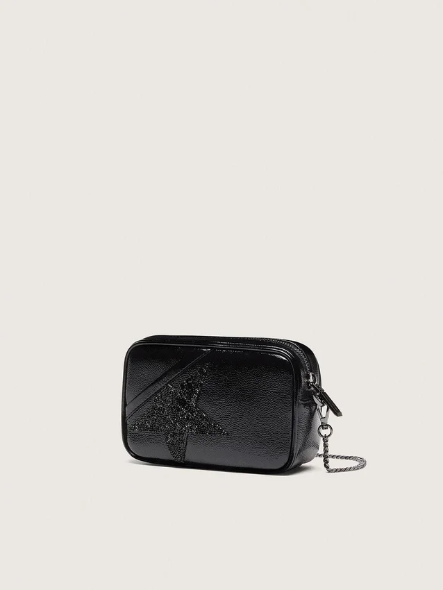 Star Bag Mini de piel negra con estrella de cristal Swarovski