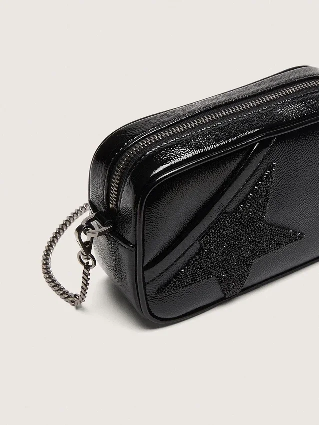 Star Bag Mini de piel negra con estrella de cristal Swarovski