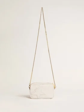 Star Bag Mini en cuero blanco mantequilla con estrella tono sobre tono