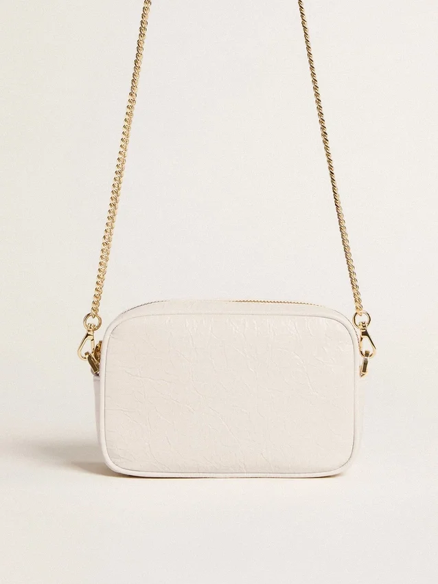 Star Bag Mini en cuero blanco mantequilla con estrella tono sobre tono