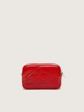 Star Bag Mini para mujer en cuero pintado de rojo con estrella tono sobre tono