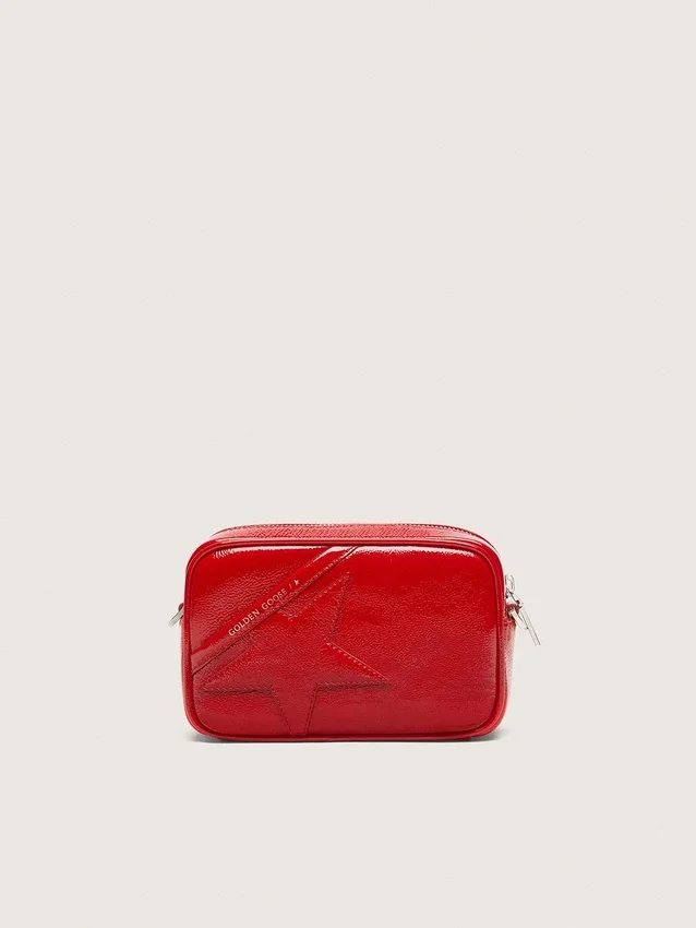 Star Bag Mini para mujer en cuero pintado de rojo con estrella tono sobre tono