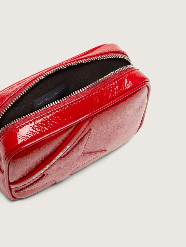 Star Bag Mini para mujer en cuero pintado de rojo con estrella tono sobre tono