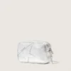 Star Bag Mini para mujer en piel laminada plateada con estrella tono sobre tono