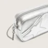 Star Bag Mini para mujer en piel laminada plateada con estrella tono sobre tono