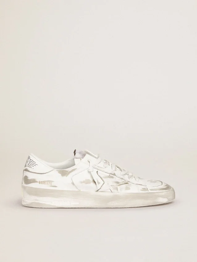 Zapatillas Stardan de cuero blanco con acabado desgastado
