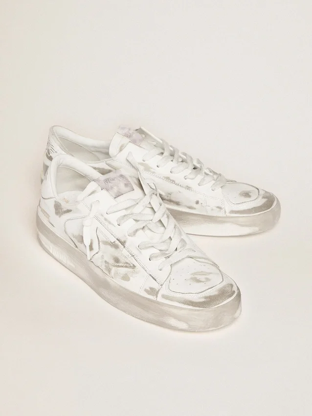 Zapatillas Stardan de cuero blanco con acabado desgastado