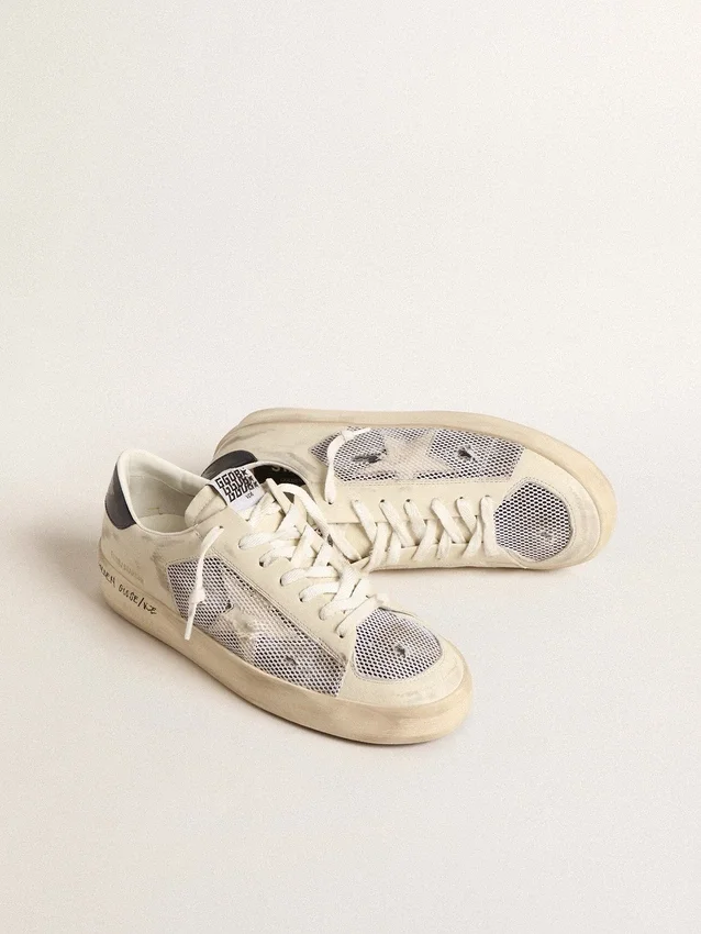 Stardan en cuero blanco y malla con estrella de cuero blanco